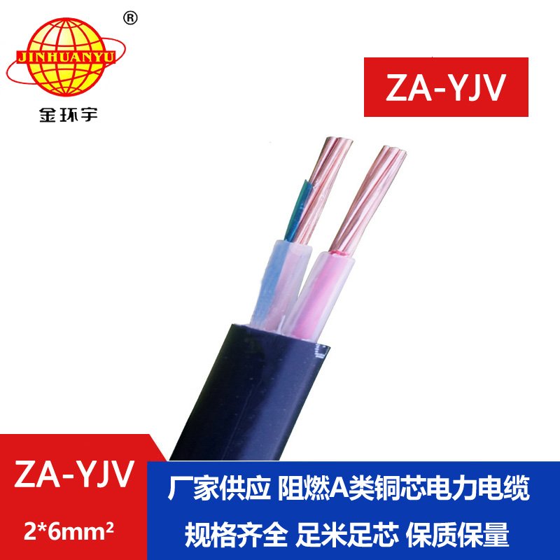 金環(huán)宇電線電纜 銅芯yjv電纜 ZA-YJV 2X6平方 阻燃電纜 低壓電力電纜