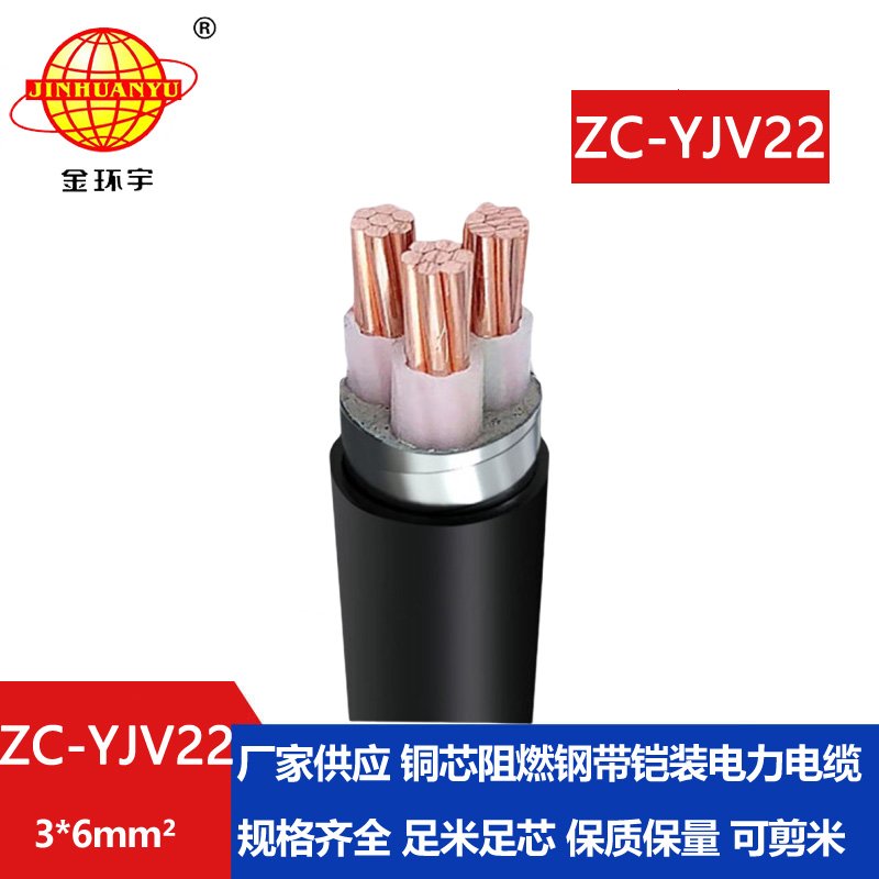 金環(huán)宇電纜 ZC-YJV22 3X6平方 鎧裝電力電纜 阻燃y