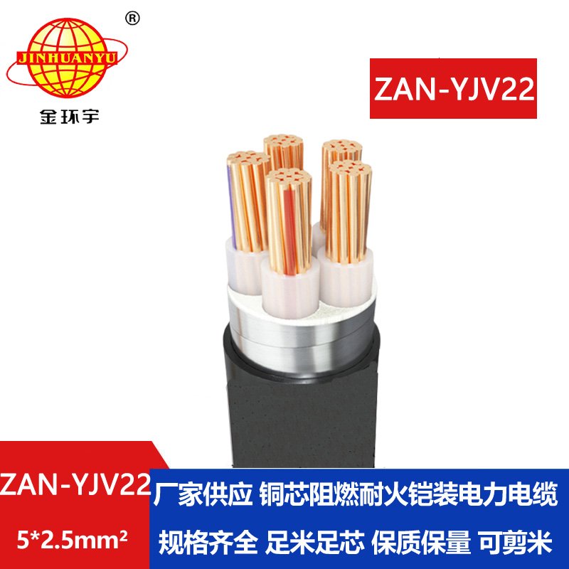 金環(huán)宇電線電纜 五芯yjv22鋼帶鎧裝電纜ZAN-YJV22-5X2.5耐火阻燃a級(jí)電纜