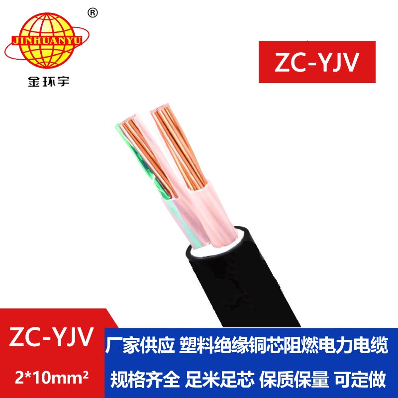 金環(huán)宇電線電纜 阻燃yjv電纜 ZC-YJV 2X10平方  交聯(lián)電纜yjv