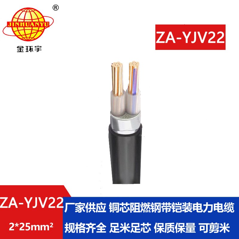 金環(huán)宇電纜 深圳鎧裝電纜 阻燃電力電纜ZA-YJV22-2X25平方